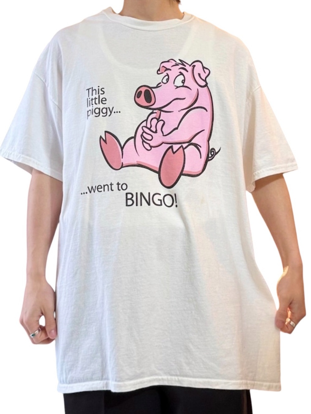 Gildan White Little Piggy Went to Bingo Graphic Short Sleeve T-Shirt- Pre-Shrunk